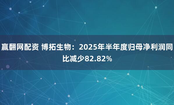 赢翻网配资 博拓生物：2025年半年度归母净利润同比减少82.82%